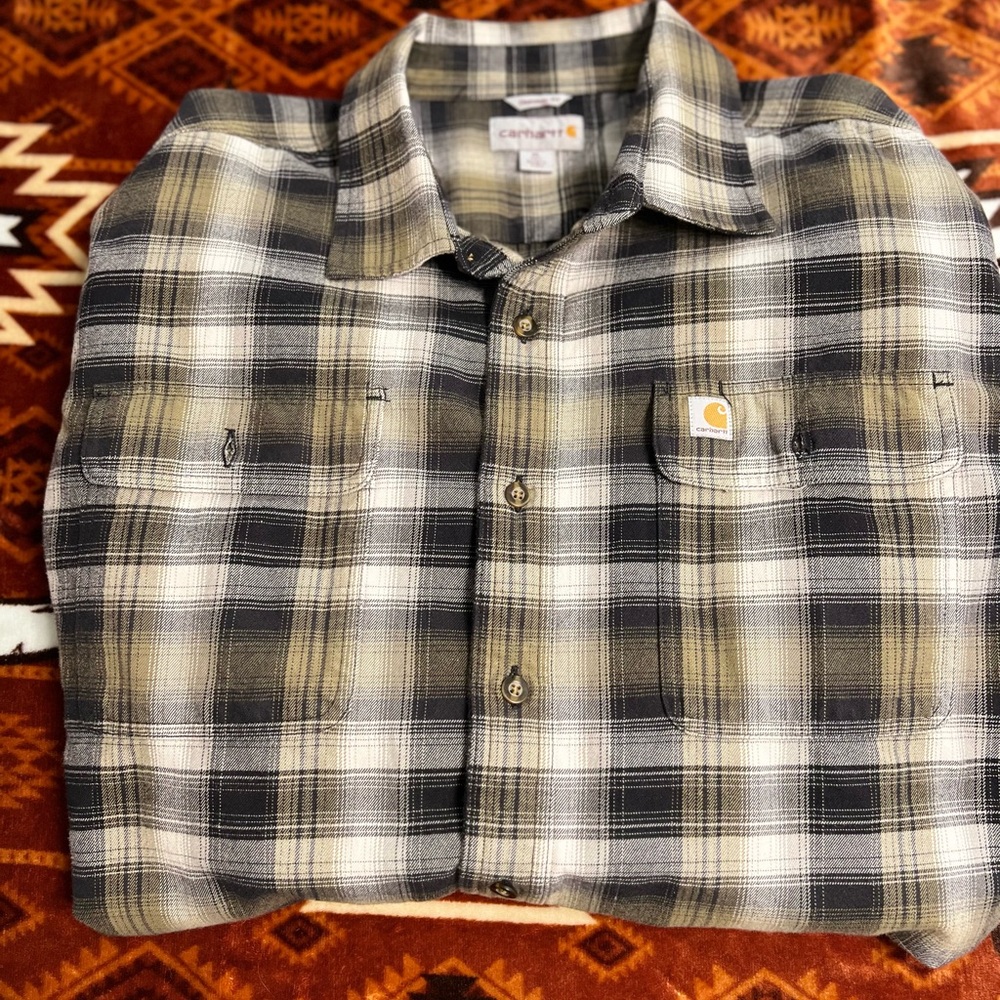 CARHARTT MEN’S HUBBARD PLAID FLANNEL SHIRT - Picture 2 of 7
